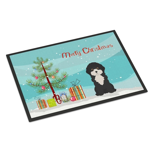 Carolines Treasures Carolines Treasures CK3497JMAT 24 x 36 in. Black & White Cyprus Poodle Christmas Tree Indoor or Outdoor Mat CK3497JMAT - main